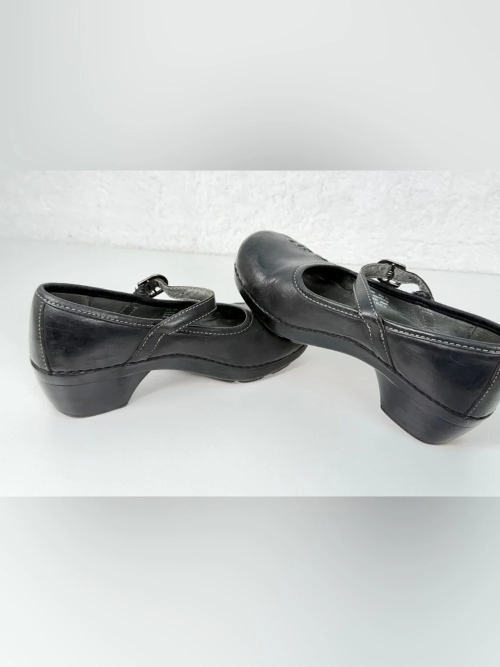 Dansko Black Leather Mary Jane Clogs Floral Comfort Shoes EU 39 size 8.5 - 9